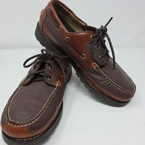 L.L. Bean Allagash Bison Shoes Mens 9.5 Brown Oxford Eye-Let Hand Sewn Lace-Up